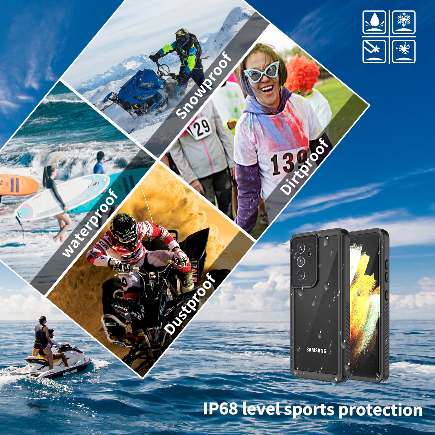 IP68 Waterproof Case For Samsung Galaxy S21 Ultra FS Series 2m Drop-proof Phone Cover Protector IP68 Waterproof Case For Samsung Galaxy S21 Ultra FS Series 2m Drop-proof Phone Cover Protector
